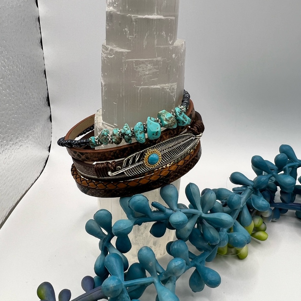 Multi Layer‎ Beaded Leather Bracelet NEW